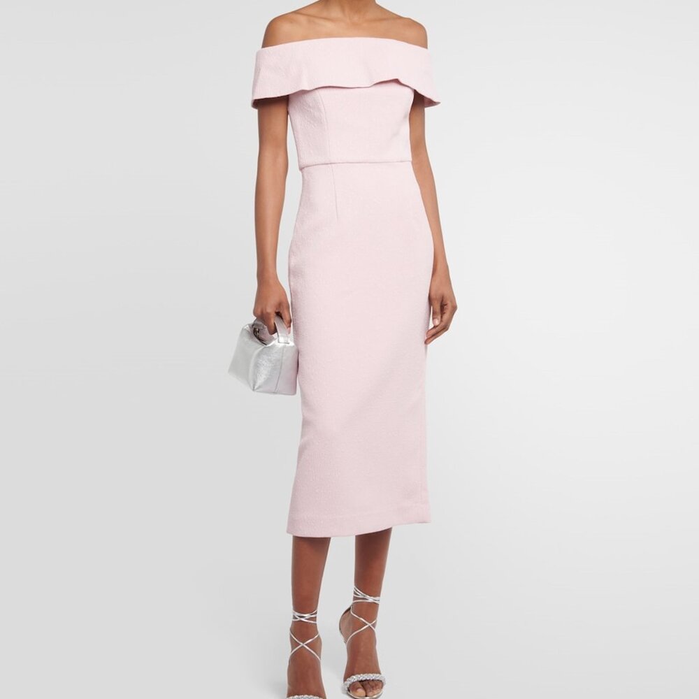 Rebecca Vallance Off the Shoulder Midi Dress